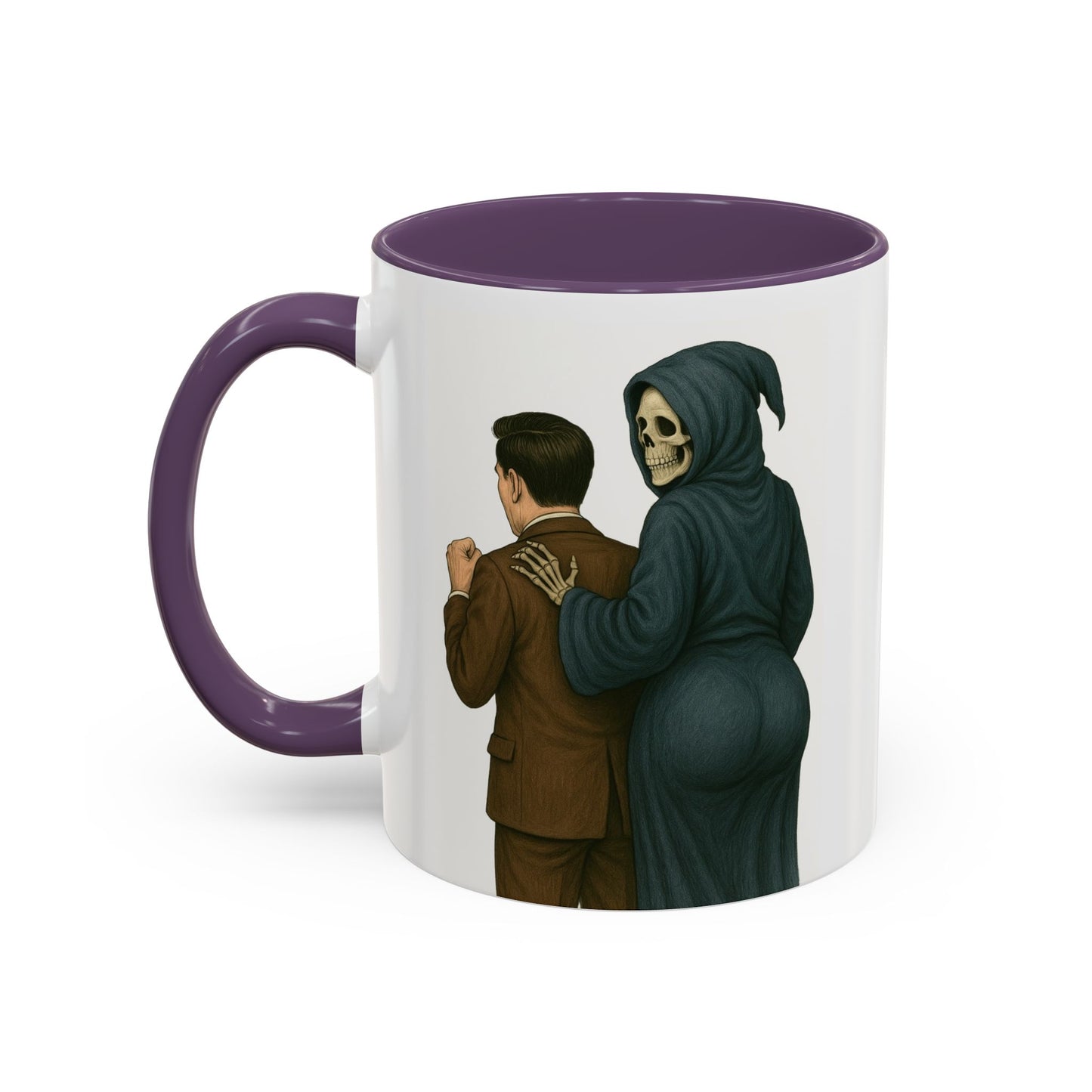Vintage Grim Reaper “Life: If the Cancer Doesn’t Get Ya, the Depression Will!” Ceramic Accent Mug – 11 & 15 oz