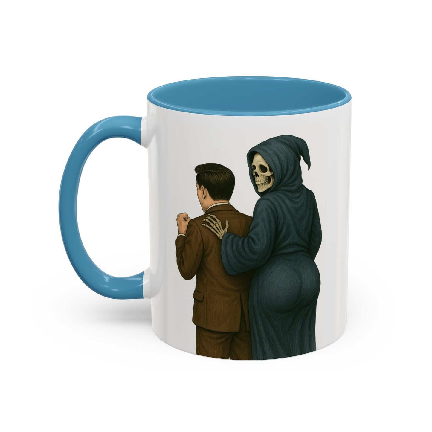 Vintage Grim Reaper “Life: If the Cancer Doesn’t Get Ya, the Depression Will!” Ceramic Accent Mug – 11 & 15 oz