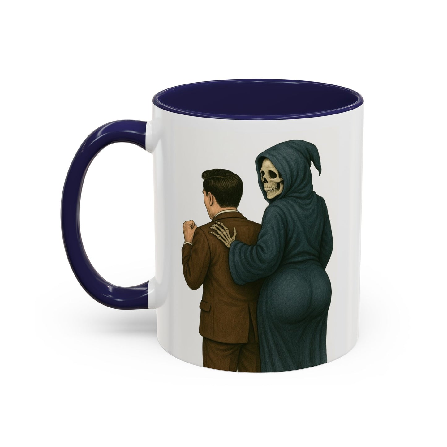 Vintage Grim Reaper “Life: If the Cancer Doesn’t Get Ya, the Depression Will!” Ceramic Accent Mug – 11 & 15 oz