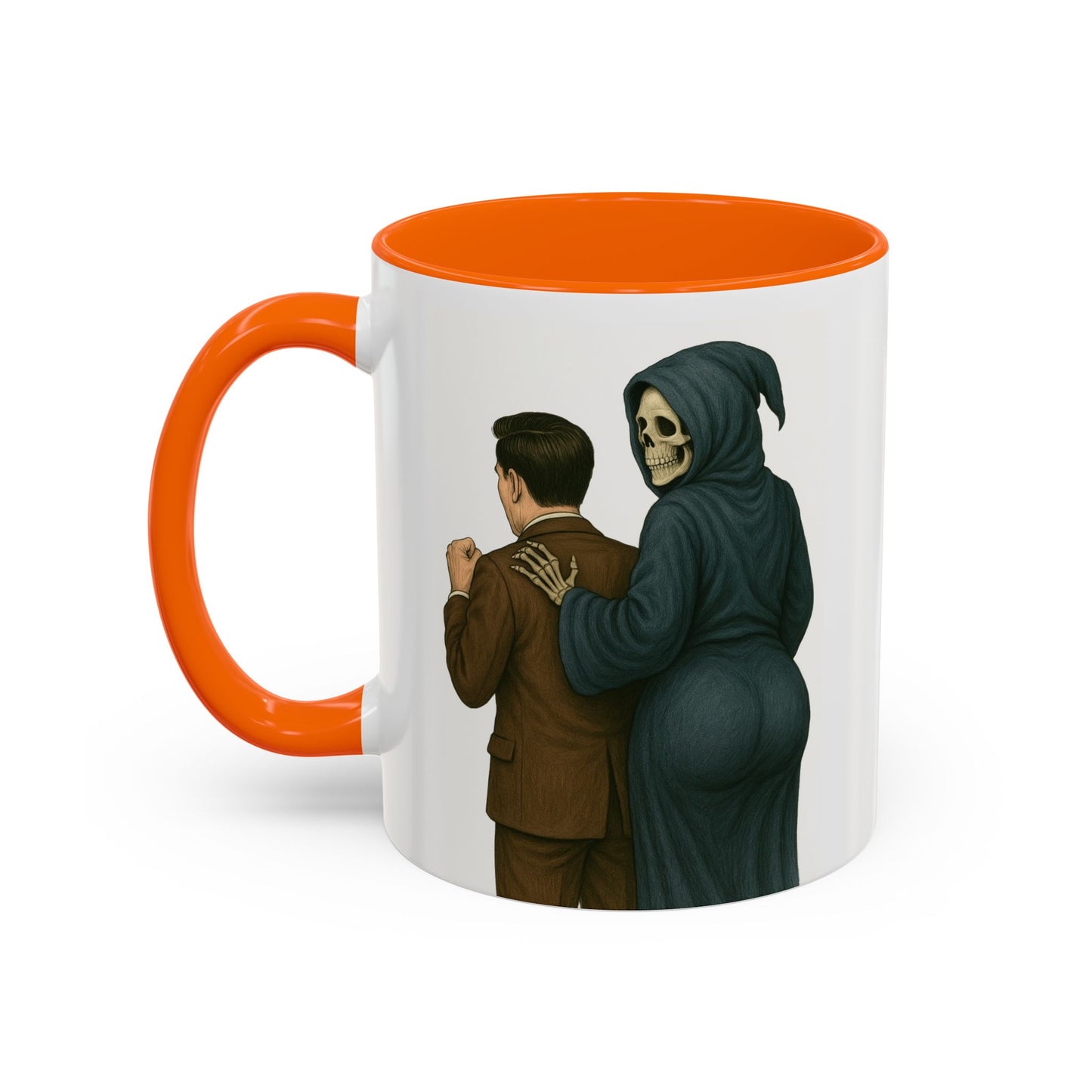 Vintage Grim Reaper “Life: If the Cancer Doesn’t Get Ya, the Depression Will!” Ceramic Accent Mug – 11 & 15 oz