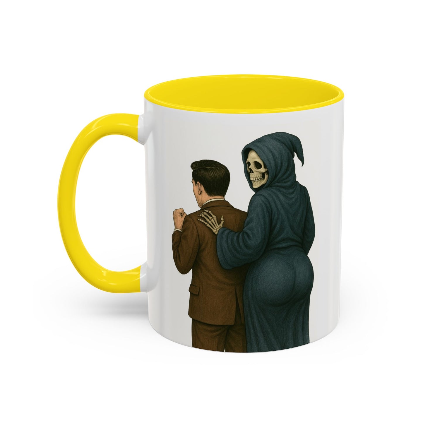 Vintage Grim Reaper “Life: If the Cancer Doesn’t Get Ya, the Depression Will!” Ceramic Accent Mug – 11 & 15 oz